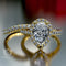 2.0ct Pear Halo Diamond Gold Bridal Set - 03US09